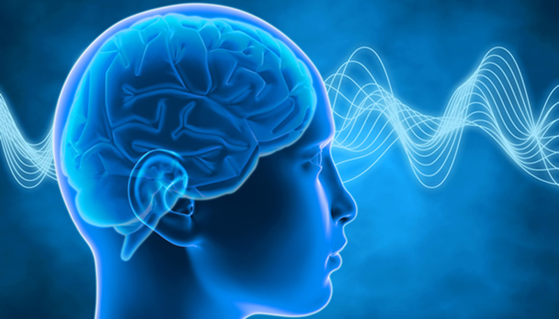 脳に波動が伝わるイメージイラスト